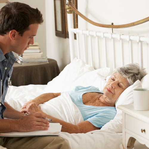 person providing support during the night for woman with dementia